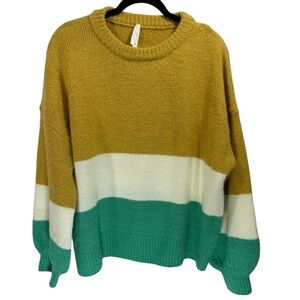 Dreamers‎ by Debut Colorblock Striped Sweater Size 1X Cozy